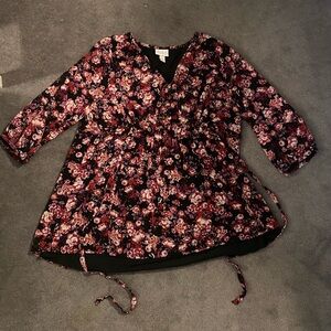 Floral Maternity Blouse - Black and Pink